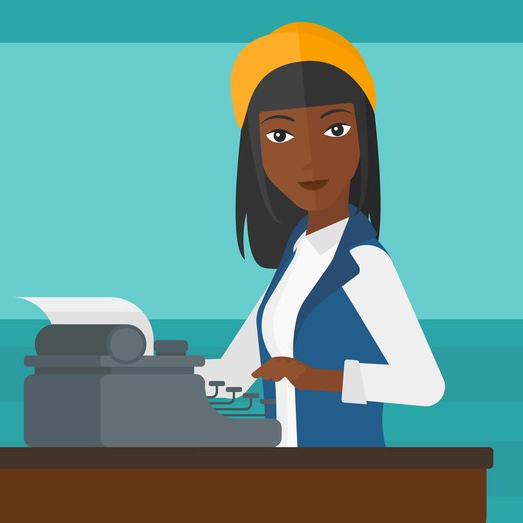 Reporter working at typewriter.