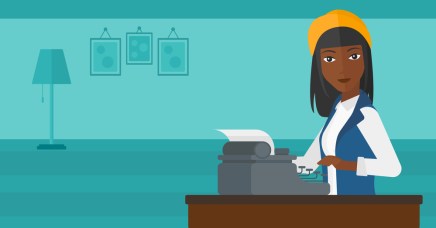 Reporter working at typewriter.